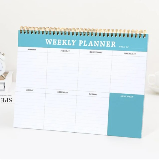Planner - Aesthetic Weekly Planner in Teal - A4 Gold Coil