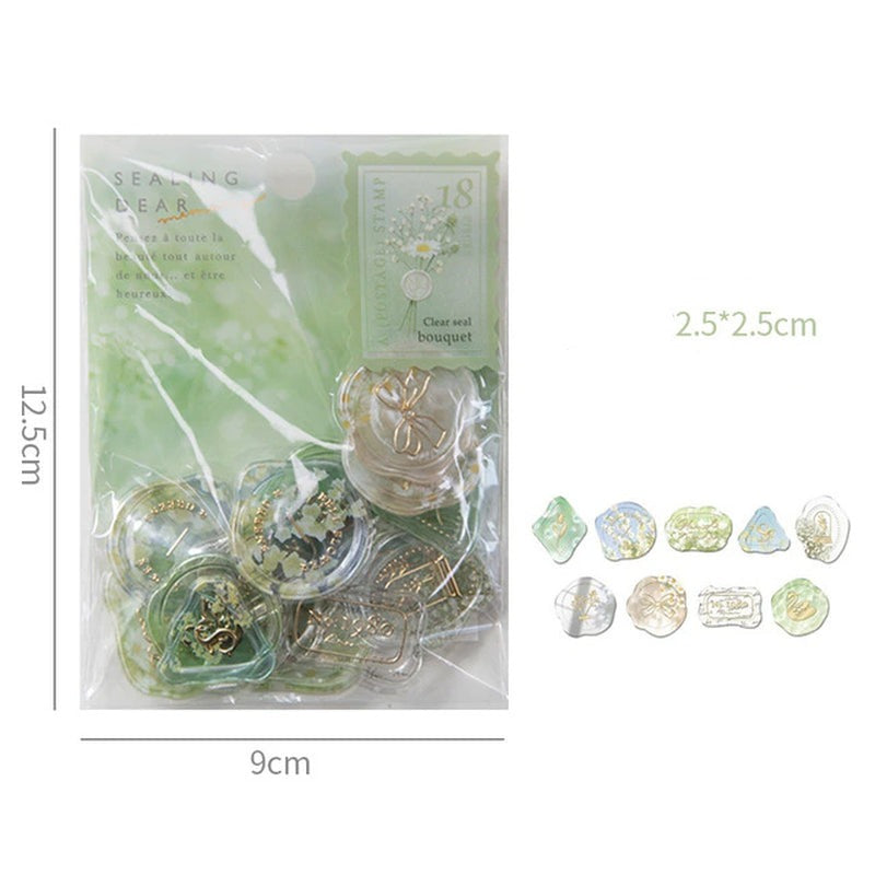 18Pcs/Set Lovely Seal Sticker Retro European Style Wax Stamp Sticker Transparent Evenlope Seal Sticker DIY Decoraitve Scrapbook