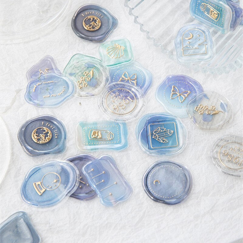 Close up of Assorted Wax Stamp Style Sticker Transparent