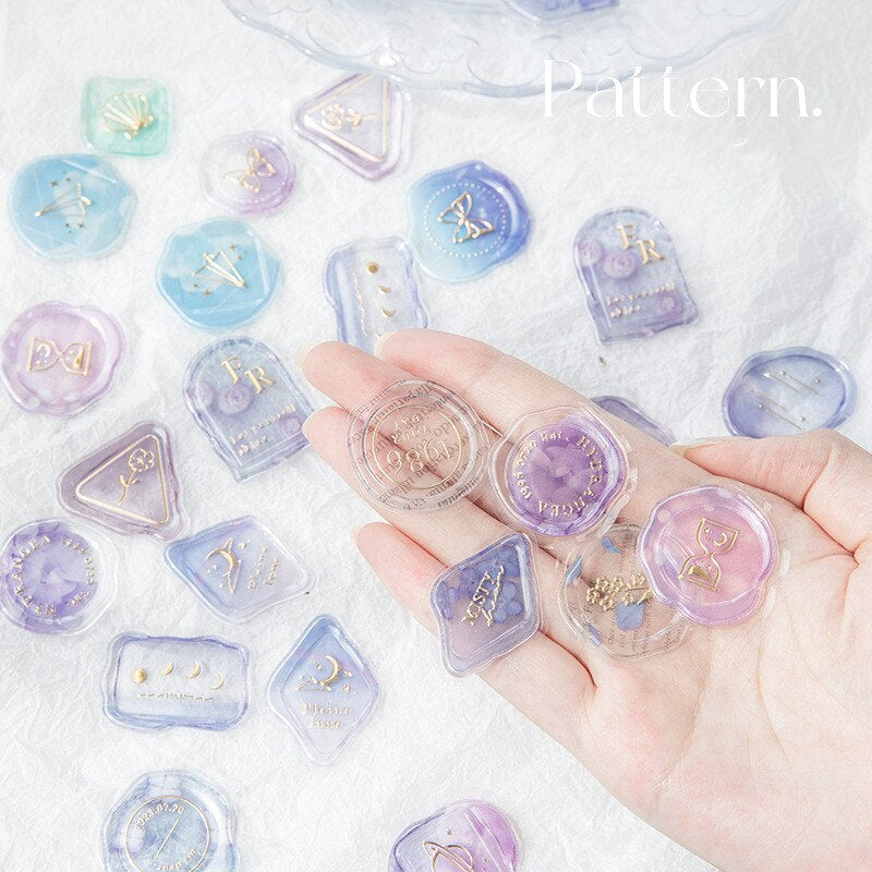 close up of assorted transparent wax stickers