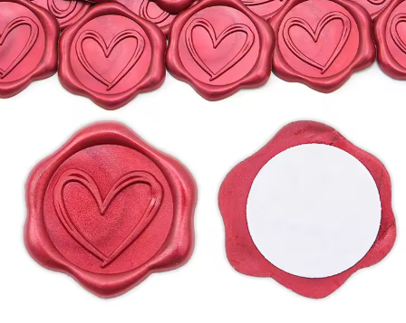 Heart Embossed Wax Style Stickers (10 pack)