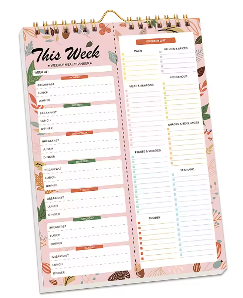 Weekly Planner - Daily Meal Planner with Groceries List (A5)