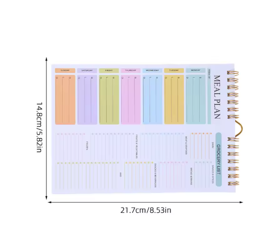Weekly Planner - Daily Meal Planner with Groceries List (A5)
