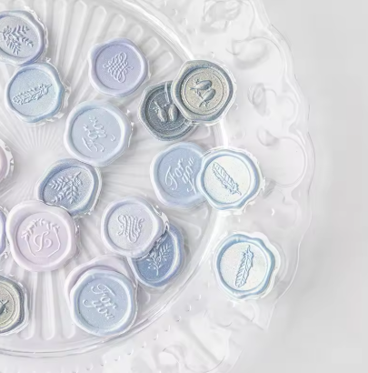 Embossed wax-seal inspired pearlescent stickers (12 pack)