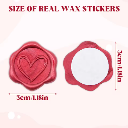 Heart Embossed Wax Style Stickers (10 pack)