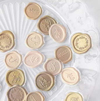 Embossed wax-seal inspired pearlescent stickers (12 pack)