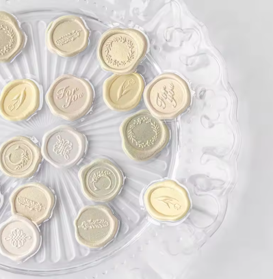 Embossed wax-seal inspired pearlescent stickers (12 pack)