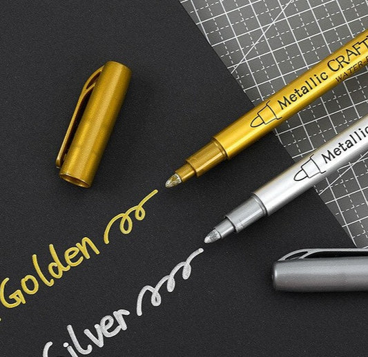 Silver & Gold All purpose Permenant Marker Pens x4Pcs