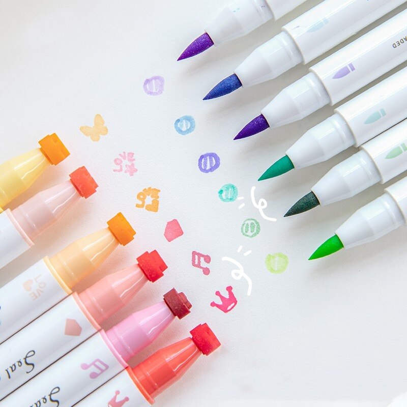 Dual-Sided Highlighter Pen & Stamp -6pack