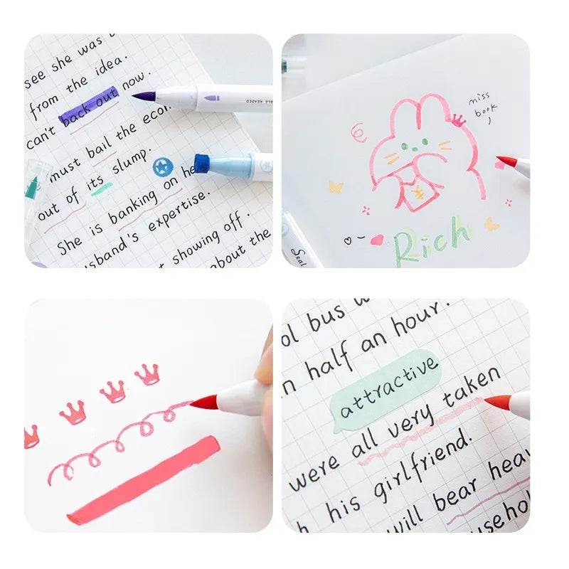 Dual-Sided Highlighter Pen & Stamp -6pack