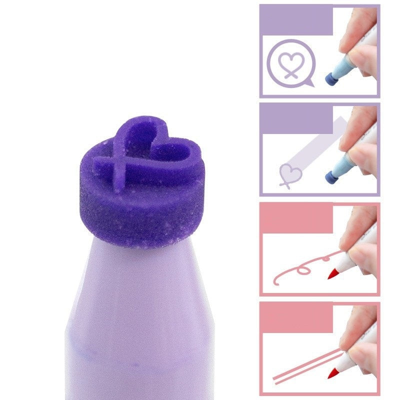 Dual-Sided Highlighter Pen & Stamp -6pack